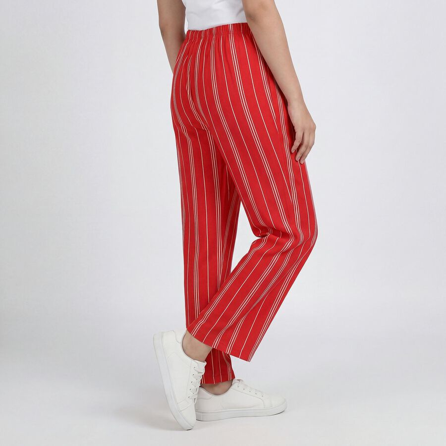 Women's Red Solid Elastic Waist Pyjama, Red, large