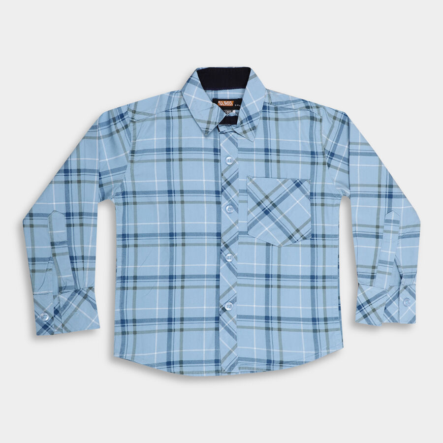 Boys' Cotton Casual Shirt, Light Blue, large image number null