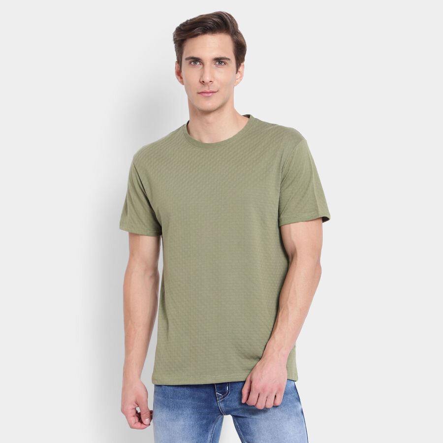 Solid Round Neck T-Shirt, Olive, large image number null