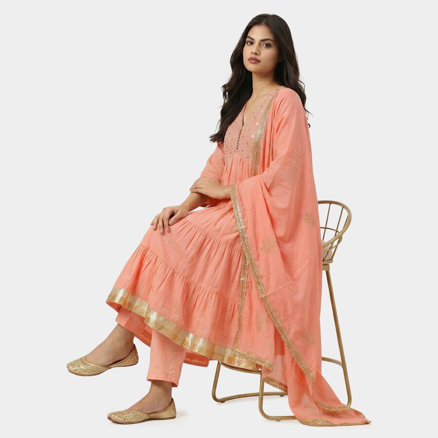 Women's Pink Cotton Kurta, गुलाबी, large