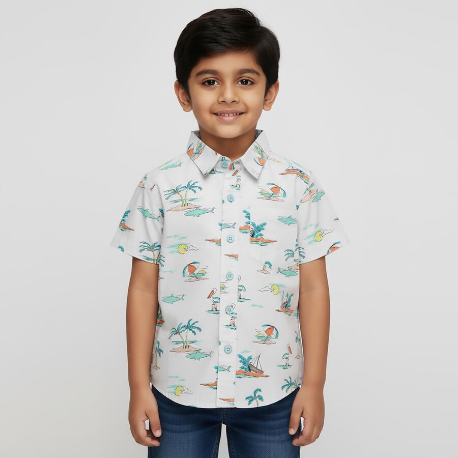 Boys' 100% Cotton Casual Shirt, Light Blue, large image number null
