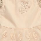 Girls' Navy Blue Regular Fit Floral Printed Tiered Frock, हल्का गुलाबी, small