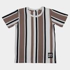 Boys Beige Crew Neck Casual T-Shirt, गहरा पीला, small