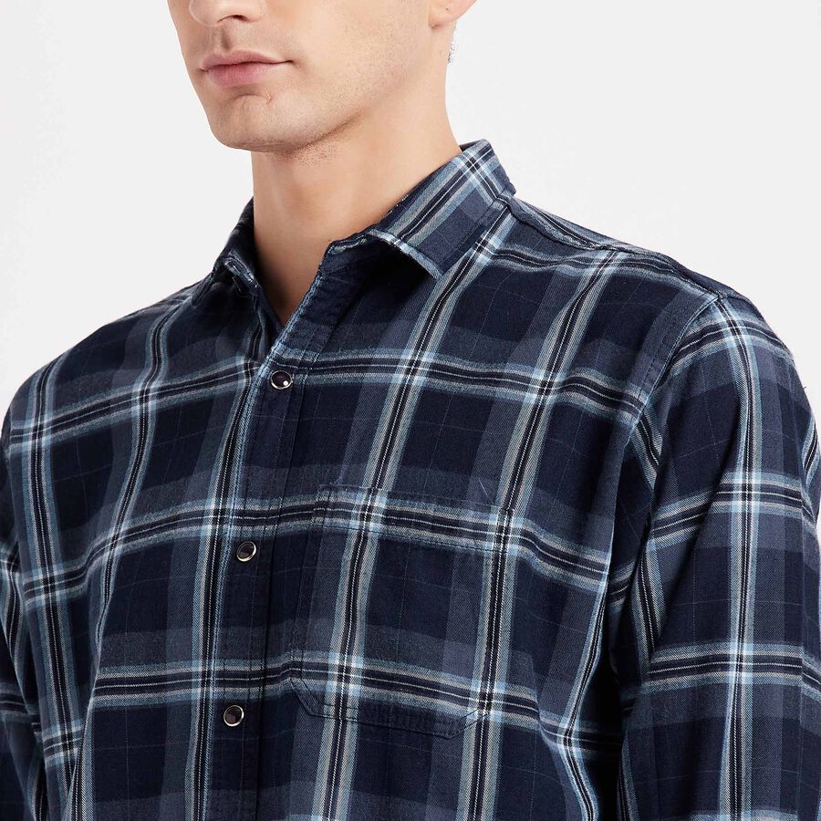 Cotton Checks Casual Shirt, Dark Grey, large image number null
