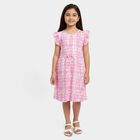Girls' Light Pink Cotton Blend Casual Frock, Light Pink, small