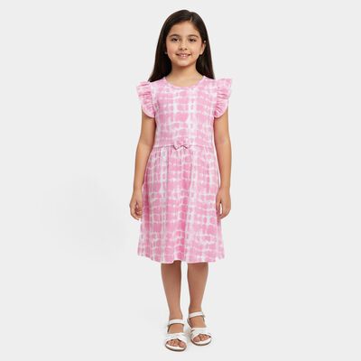 Girls' Light Pink Cotton Blend Casual Frock