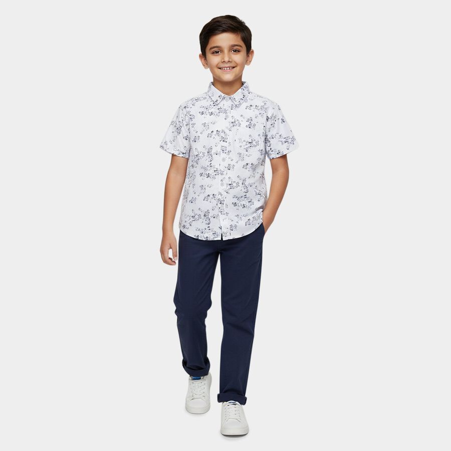 Boys White Cotton Classic Casual Shirt, White, large