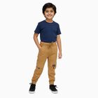 Boys Camel Brown Regular Fit Cargo Trousers, खाकी, small image number null