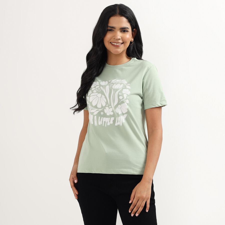 Ladies' Round Neck T-Shirt, Light Green, large image number null