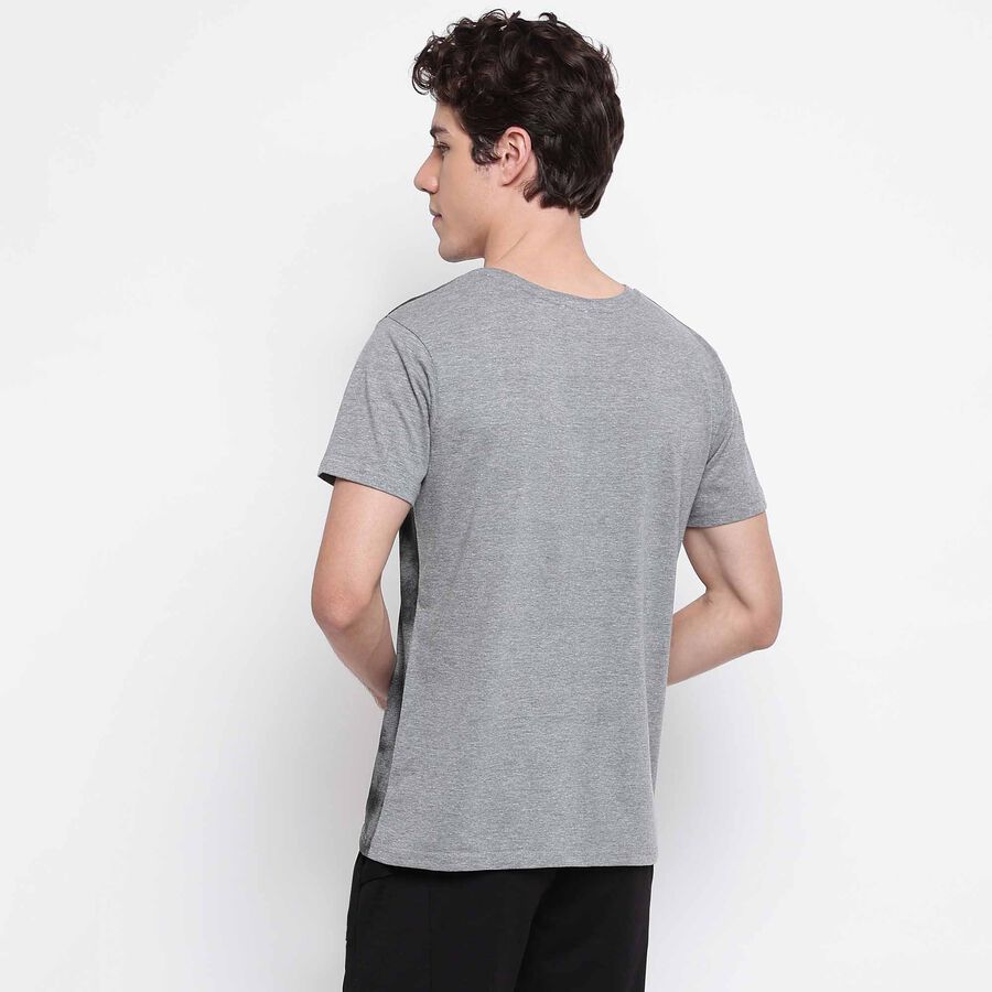 Printed Round Neck T-Shirt, Melange Mid Grey, large image number null