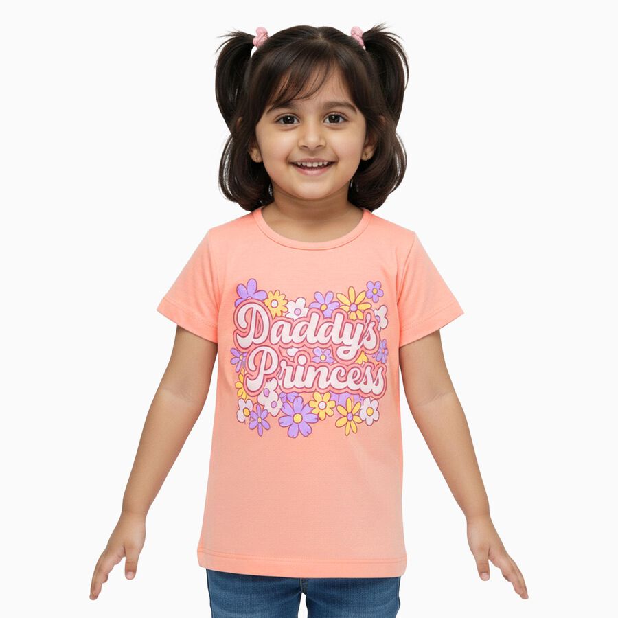 Girls' T-Shirt, पीच, large image number null