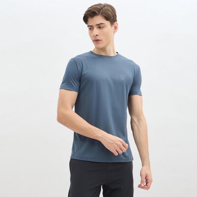 Men's Midnight Blue Crew Neck Solid Drifit T-Shirt
