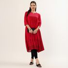 Women's Fuchsia Cotton Notch Neck Floral Printed Kurta, Fuchsia, small