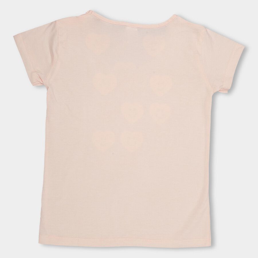 Girls' Light Pink Crew Neck Casual T-Shirt, Light Pink, large image number null