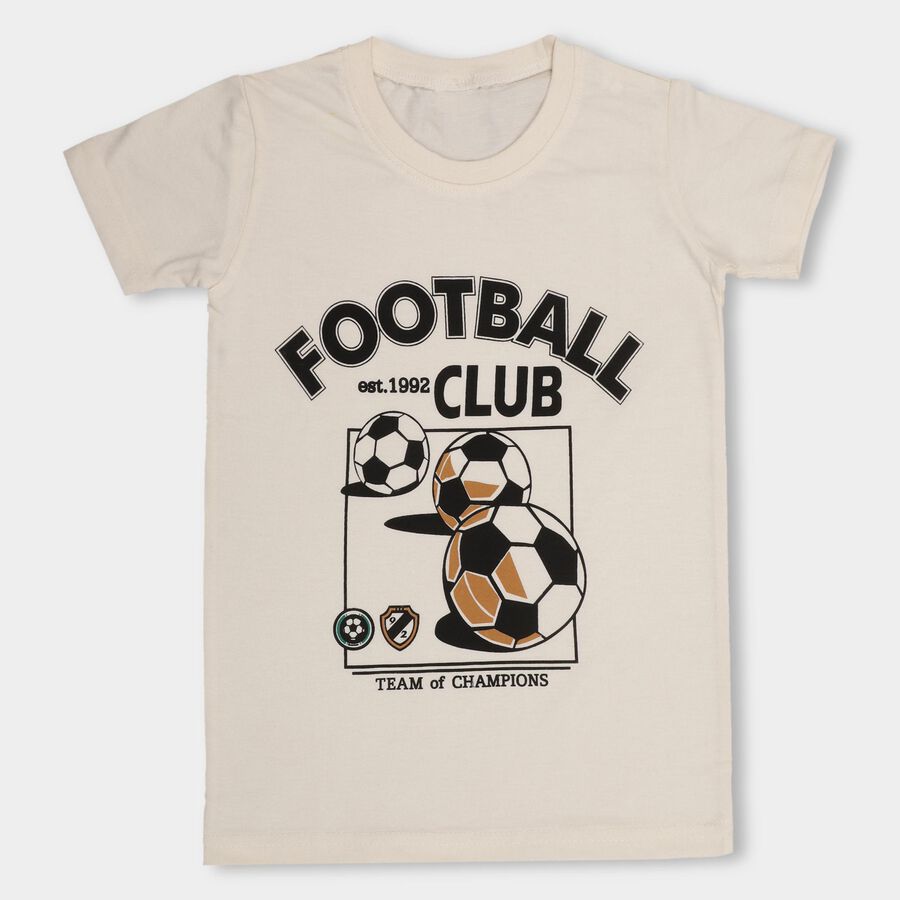 Boys' Half Sleeves T-Shirt, ऑफ व्हाइट, large image number null