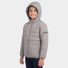 Boys Grey Hooded Puffer Jacket, Light Grey, small