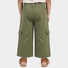 Girls' Olive Green Regular Fit Embroidered Cargo Jeans, Light Green, small