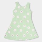 Girls' Light Mint Green Sleeveless A-Line Floral Printed Frock, Light Green, small image number null