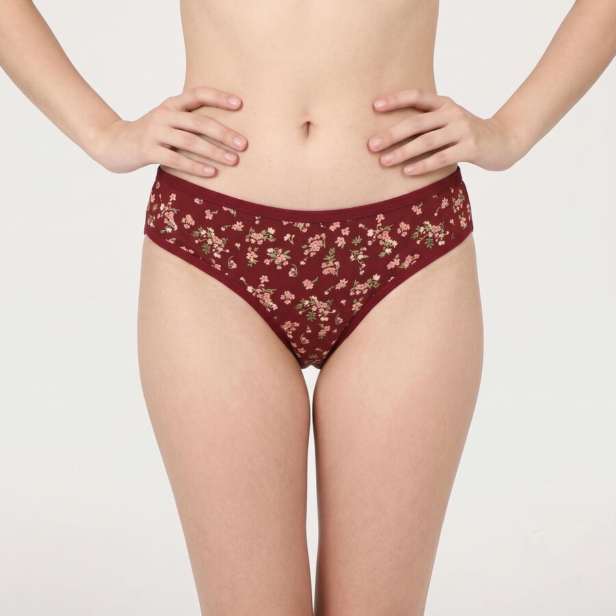 Women's Brown Regular Fit Floral Printed Panty, Brown, large