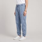 Women's Light Blue Relaxed Fit Cargo Track Pants, Light Blue, small