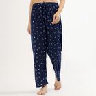 Women's Deep Navy Blue Star Print Relaxed Fit Pyjama, Navy Blue, small