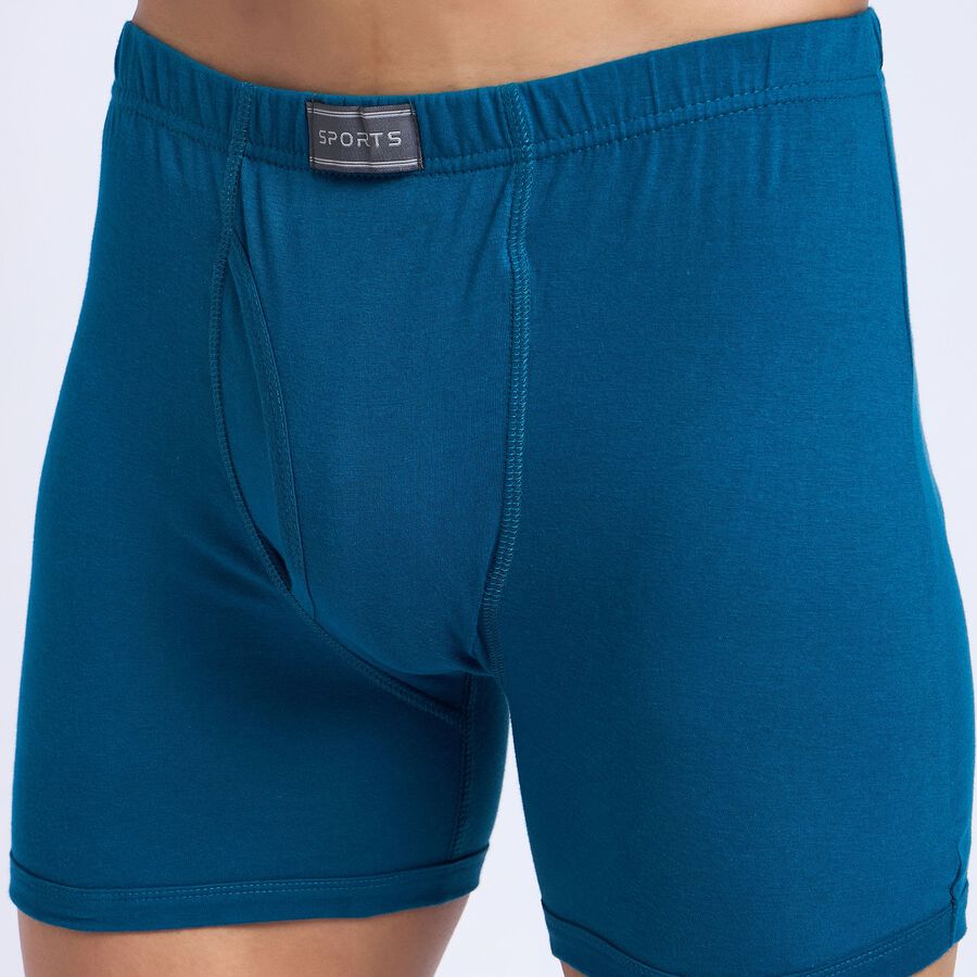 Men's 100% Cotton Trunks, Teal Blue, large