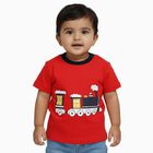 Infants Bright Cherry Red Cotton Round Neck Casual T-Shirt, Red, small image number null