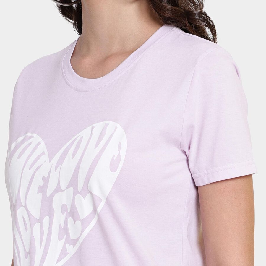 Ladies' Round Neck T-Shirt , लाइलेक, large image number null
