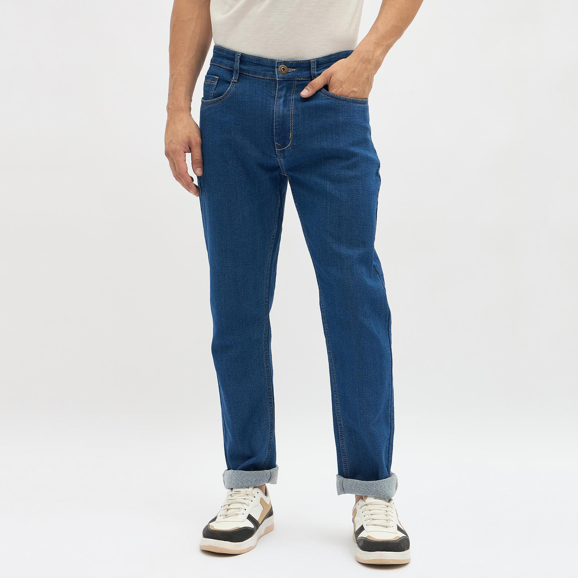 Wavelength Men's Deep Indigo Slim Fit Classic Jeans | Vishal Mega