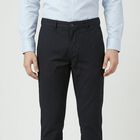 Men's Black Slim Fit Casual Trousers, काला, small