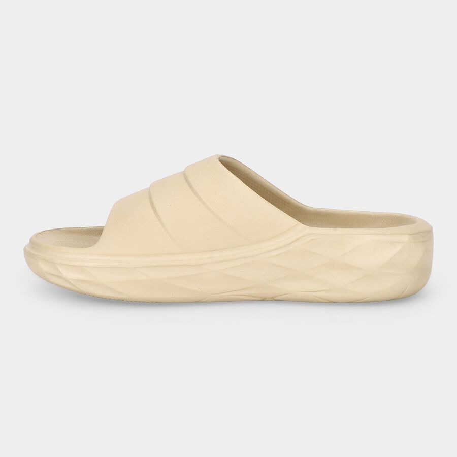 Men's Beige Slip-On Slide Sandals, Beige, large