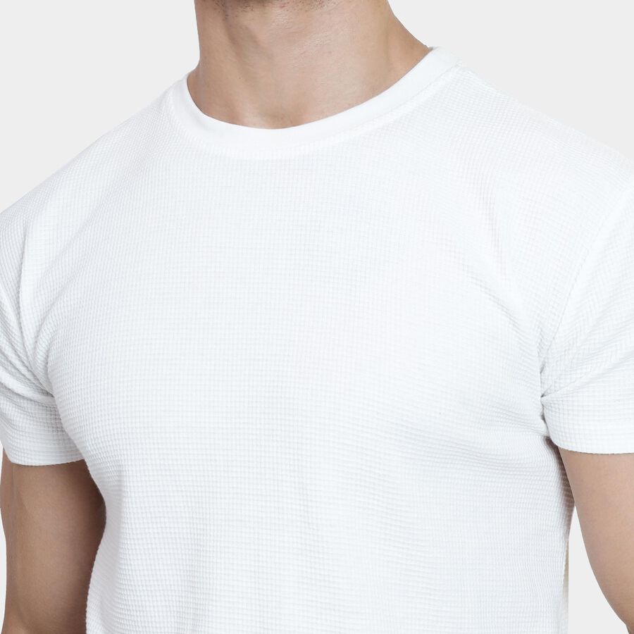 Men's Round Neck Half Sleeves T-Shirt , White, large image number null