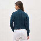 Women's Deep Teal High Neck Classic Pullover, टील ब्लू, small image number null