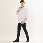 Men's Rich Eggshell White Floral Classic Casual Shirt, White, small image number null