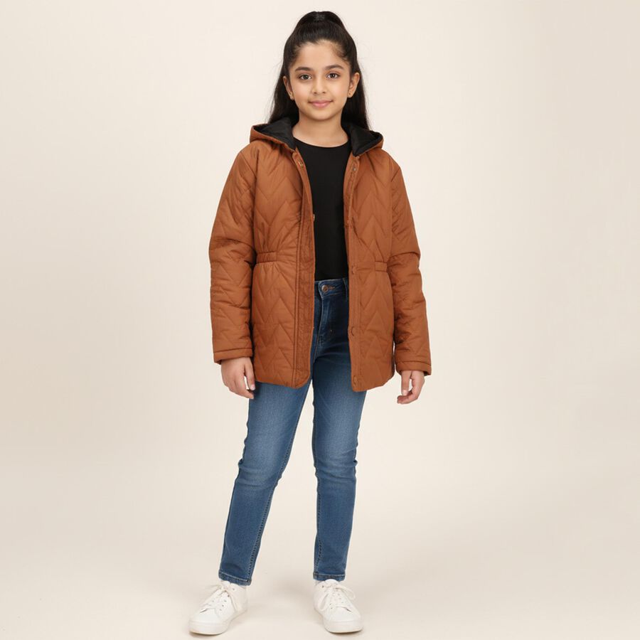 Girls' Jacket, भूरा, large image number null