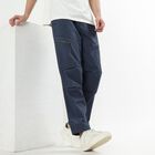 Men's Navy Blue Slim Fit Cargo Trousers, मध्यम नीला, small image number null