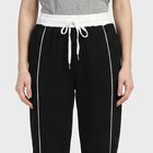 Women's Black Side-Striped Track Pants, काला, small