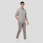Men's Light Blue Half Sleeves Spread Collar Regular Fit Shirt, हल्का नीला, small