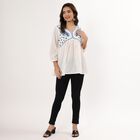 Women's White Cotton Round Neck Embroidered Kurti, सफ़ेद, small image number null