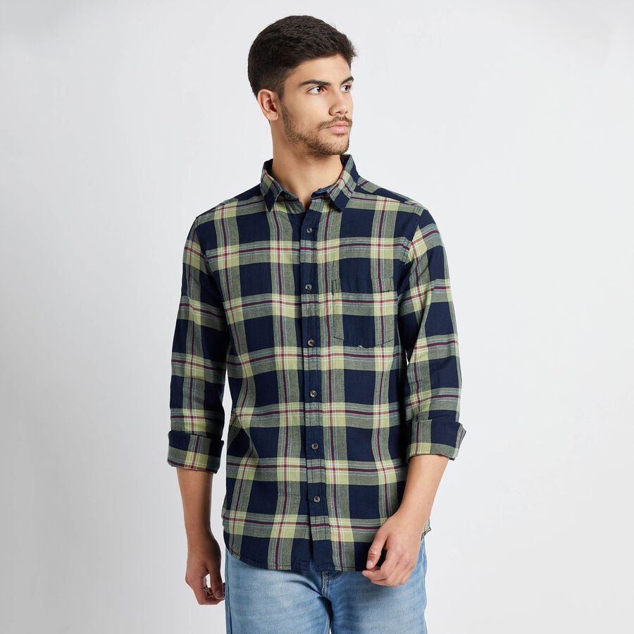 Cotton Checks Casual Shirt, हल्का हरा, large image number null