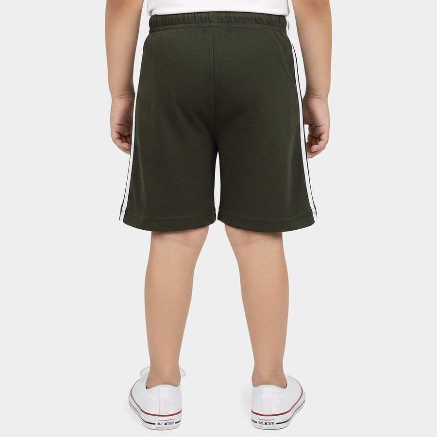 Boys Olive Green Regular Fit Graphic Print Bermuda Shorts, ओलिव, large