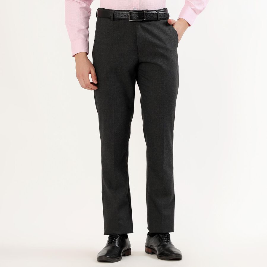 Men's Slim Fit Formal Trousers, Charcoal, large image number null