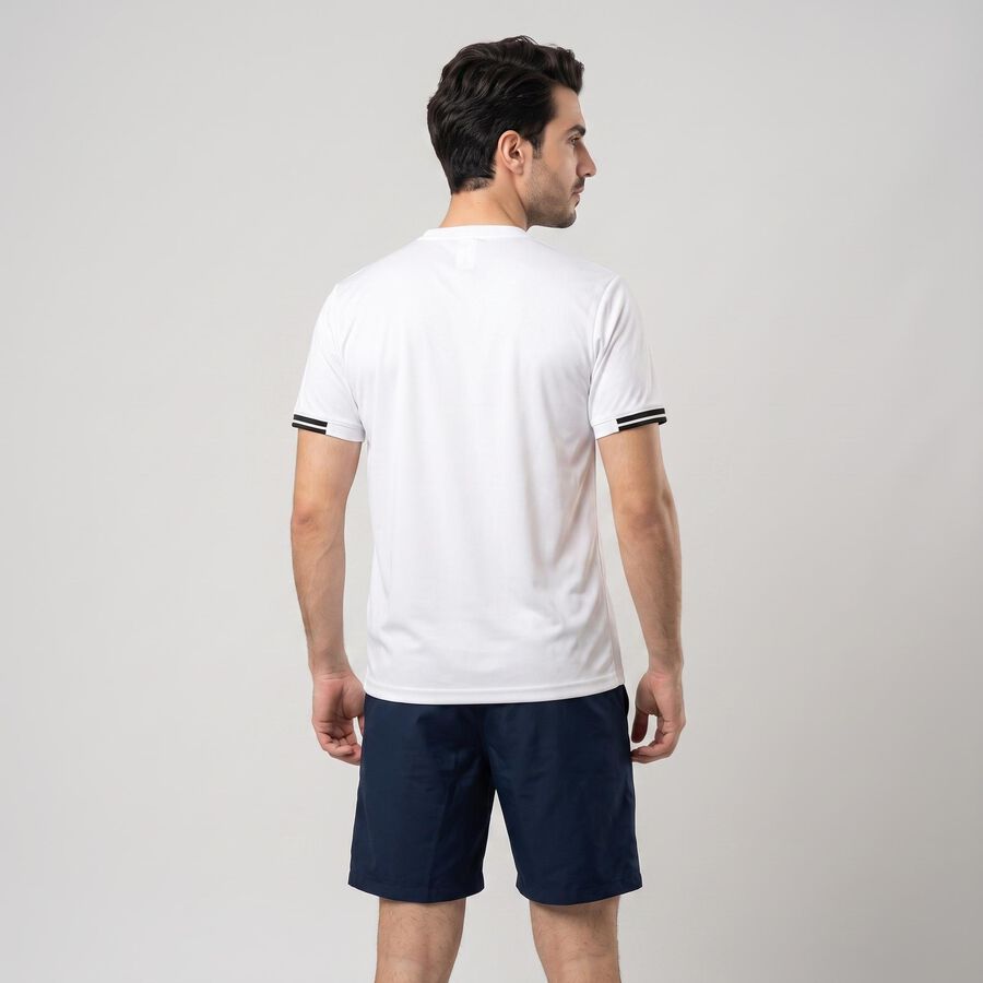 Men's White Round Neck Regular T-Shirt, White, large