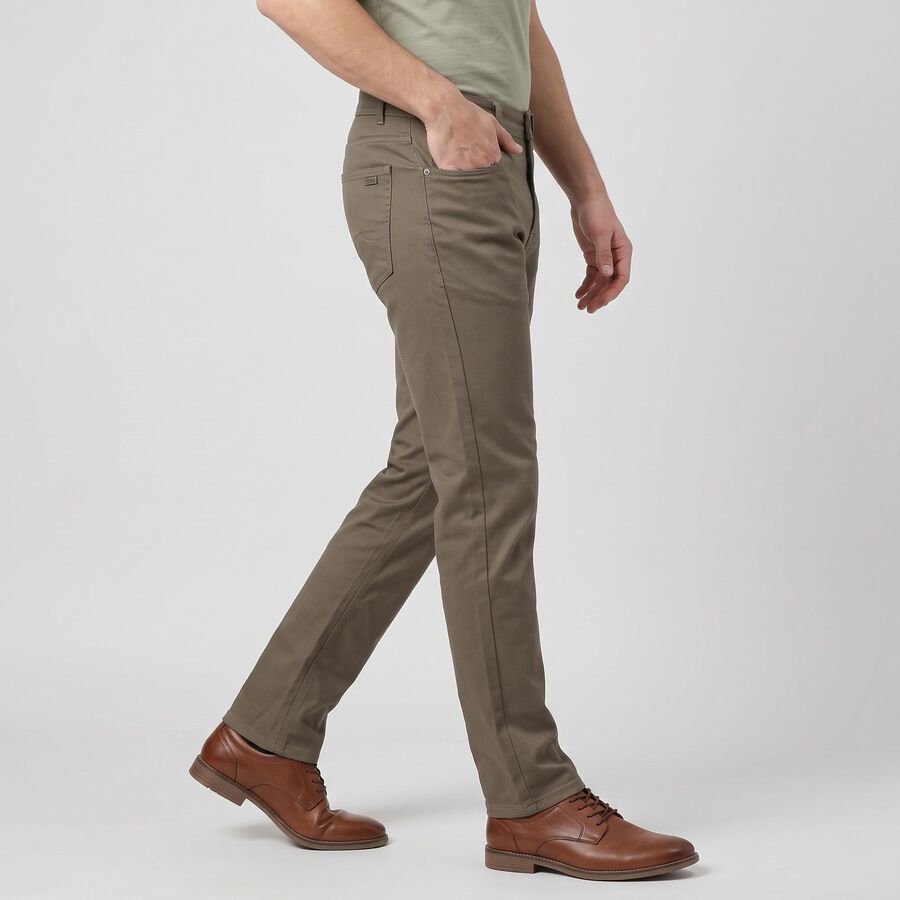 Men's Brown Slim Fit Solid Jeans, भूरा, large