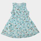 Girls' Light Blue Floral Printed Fit and Flare Frock, हल्का नीला, small