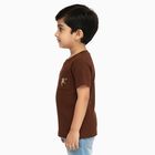 Boys Deep Brown Crew Neck Casual T-Shirt, भूरा, small image number null
