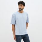 Men's Light Powder Blue Round Neck Casual T-Shirt, Sky Blue, small image number null