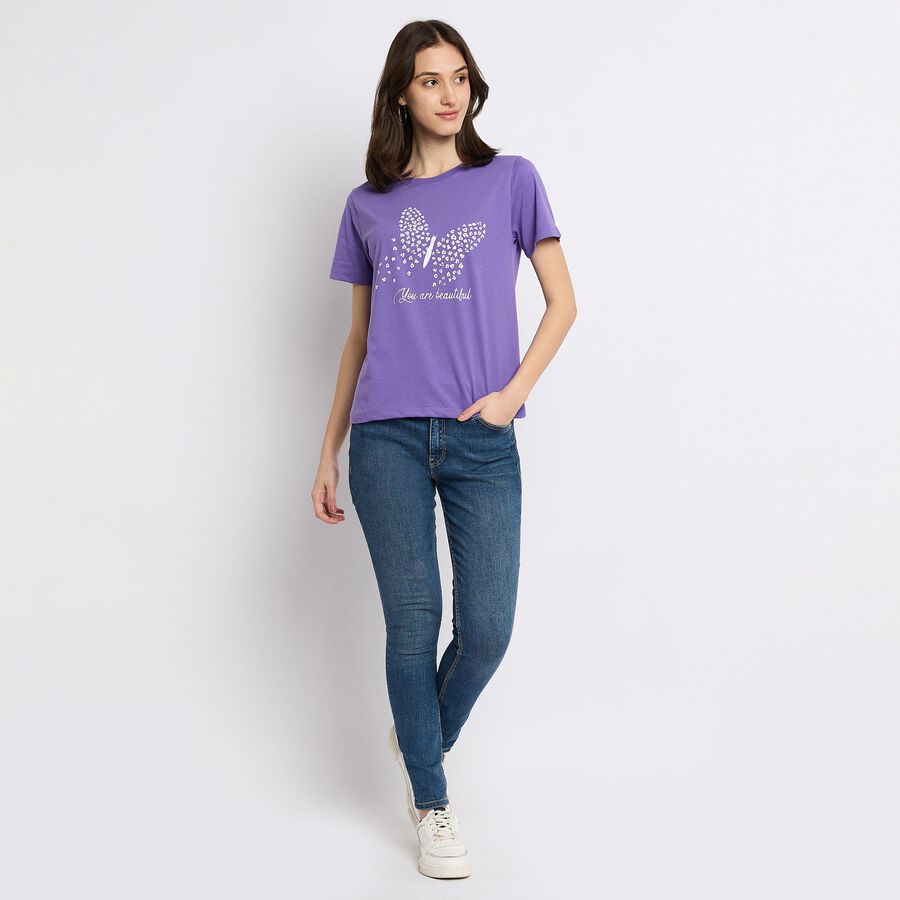 Ladies' Round Neck T-Shirt , बैंगनी, large image number null