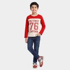 Boys Off White Crew Neck Regular Boys T-Shirt, ऑफ व्हाइट, small