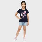 Girls' T-Shirt, नेवी ब्लू, small
